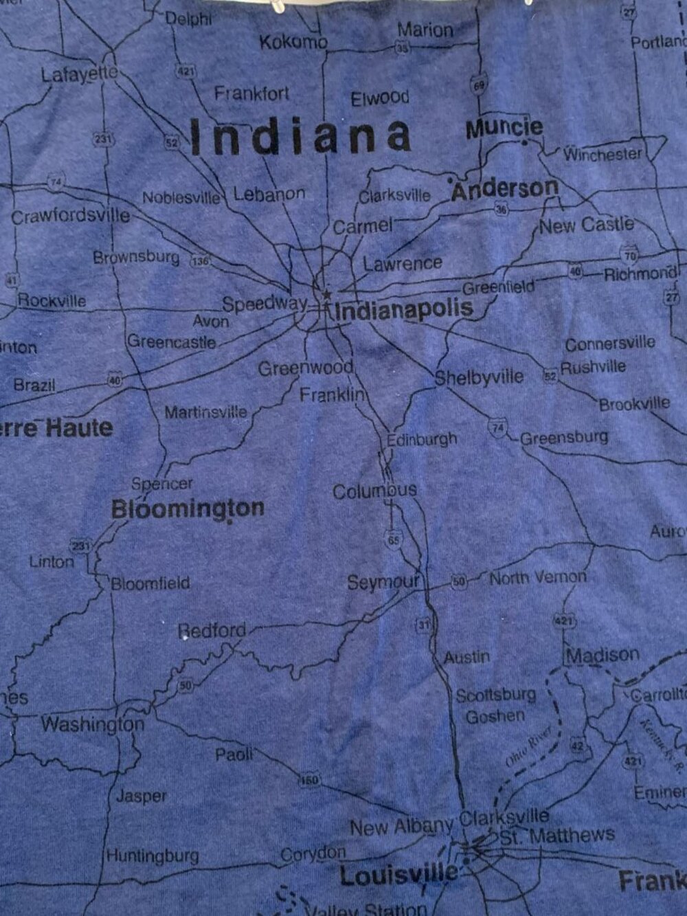 Vintage 90s State Of Mine Indiana Gr8 St8 AOP Map Amber Waves Grain T-Shirt XL - Picture 3 of 11